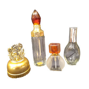 Lot of 4 Vintage Perfume Bottles Max Factor Primitif Elegance Dare Daydreams